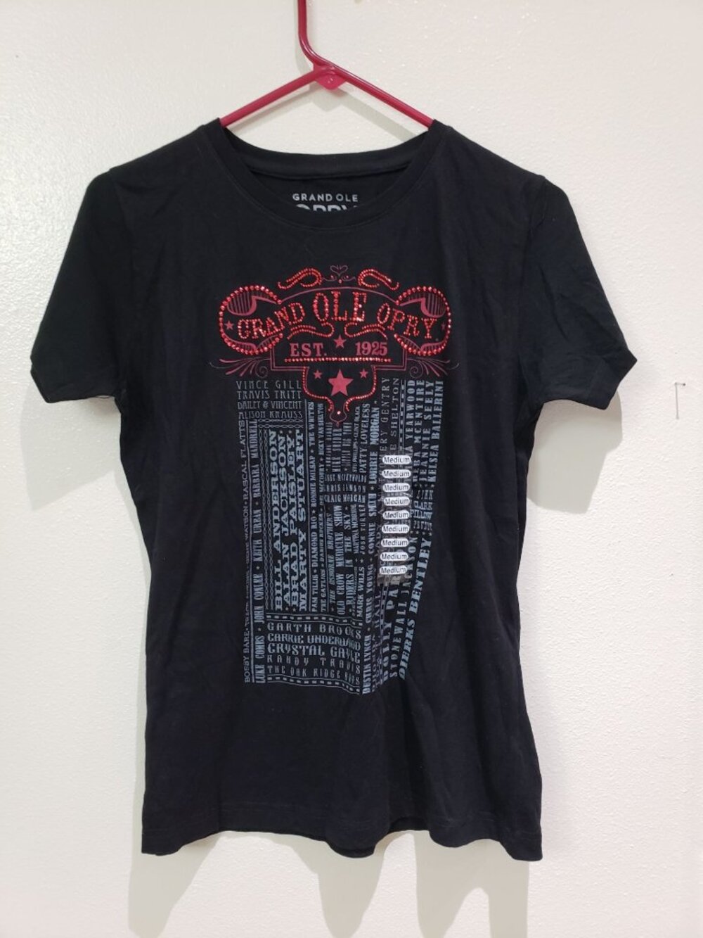 Grand Ole Opry black, short sleeve, 100% cotton shirt, size medium